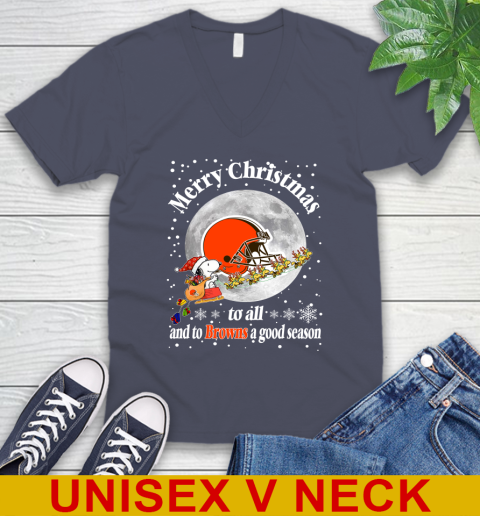 Cleveland Browns Merry Christmas To All And To Browns A Good Season NFL Football Sports V-Neck T-Shirt 7