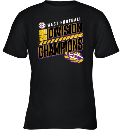 LSU Tigers SEC West Football 2022 Division Champions Slanted Knockout Youth T-Shirt