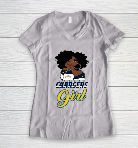 Los Angeles Chargers Girl NFL Women's V-Neck T-Shirt 2