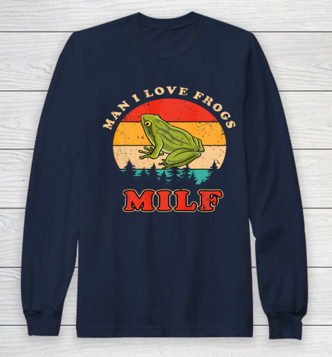 MILF Man I Love Frogs Funny Retro Frog Long Sleeve T-Shirt 2