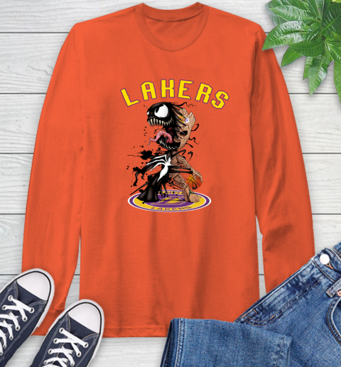 NBA Los Angeles Lakers Basketball Venom Groot Guardians Of The Galaxy Long Sleeve T-Shirt 5