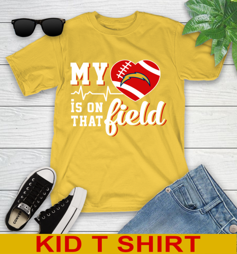NFL My Heart Is On That Field Football Sports Los Angeles Chargers Youth T-Shirt 9