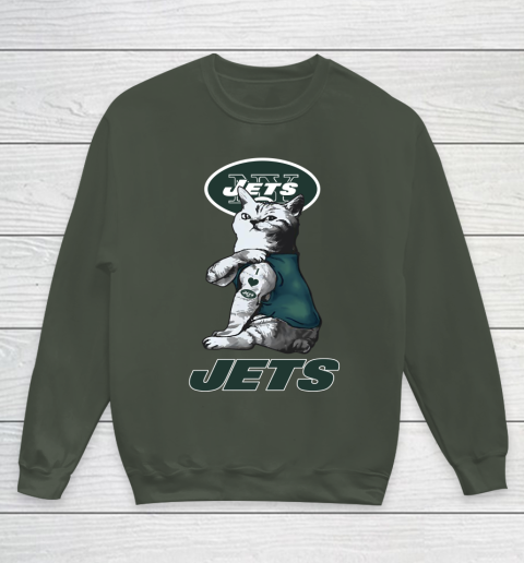 NFL Football My Cat Loves New York Jets Youth Sweatshirt 8