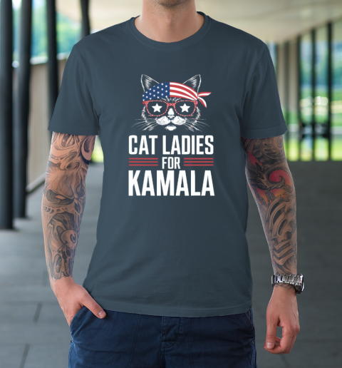 Cat Ladies for Kamala Funny Cat 2024 President Kamala Harris T-Shirt 4