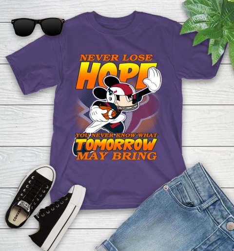 Houston Texans NFL Football Mickey Disney Never Lose Hope Youth T-Shirt 3