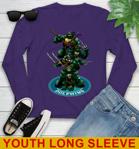 NFL Football Miami Dolphins Teenage Mutant Ninja Turtles Shirt Youth Long Sleeve 5