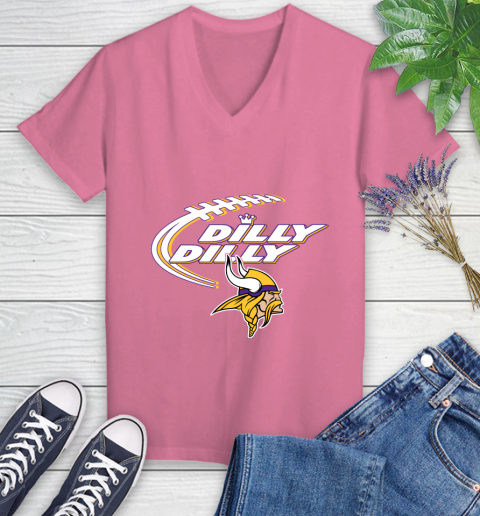 NFL Minnesota Vikings Dilly Dilly Football Sports Women's V-Neck T-Shirt 13