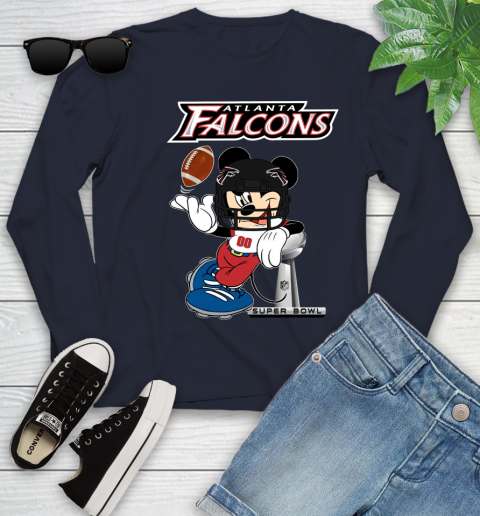 NFL Atlanta Falcons Mickey Mouse Disney Super Bowl Football T Shirt Youth Long Sleeve 3
