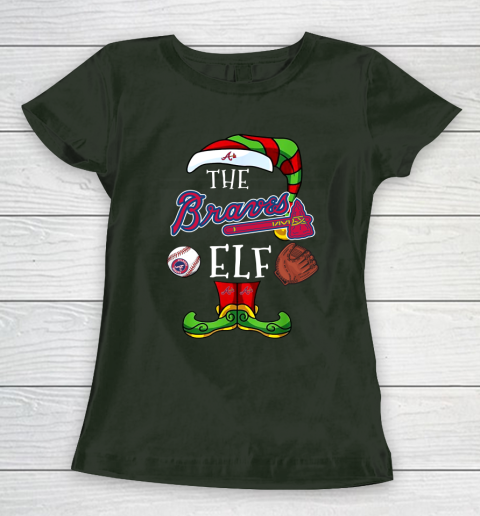 Atlanta Braves Christmas ELF Funny MLB Women's T-Shirt 4