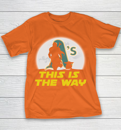 Oakland Athletics MLB Baseball Star Wars Yoda And Mandalorian This Is The Way Youth T-Shirt 4