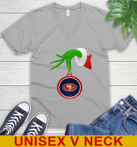 San Francisco 49ers Grinch Merry Christmas NFL Football V-Neck T-Shirt 4