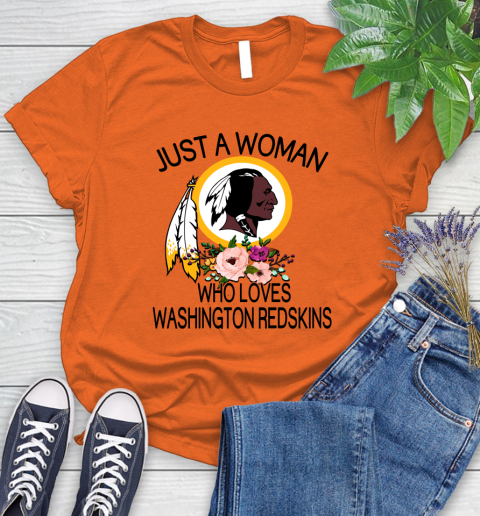 NFL Just A Woman Who Loves Washington Redskins Football Sports Women's T-Shirt 2