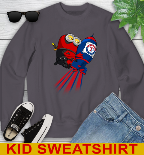 MLB Baseball Texas Rangers Deadpool Minion Marvel Shirt Youth Sweatshirt 5