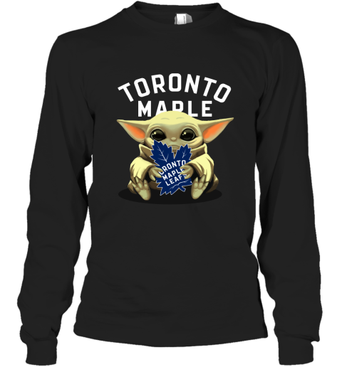 Baby Yoda Hugs The Toronto Maples Leafs Ice Hockey Long Sleeve T-Shirt