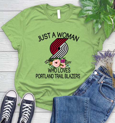 NBA Just A Woman Who Loves Portland Trail Blazers Basketball Sports Women's T-Shirt 7