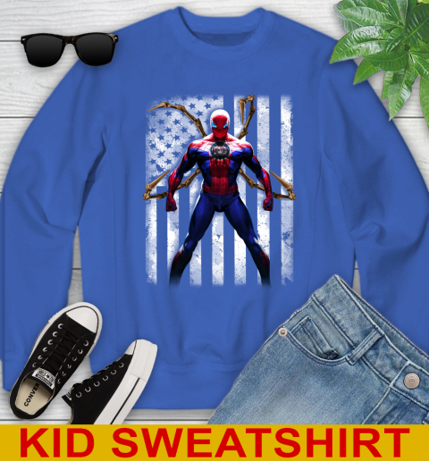 MLB Baseball Minnesota Twins Spider Man Avengers Marvel American Flag Shirt Youth Sweatshirt 6