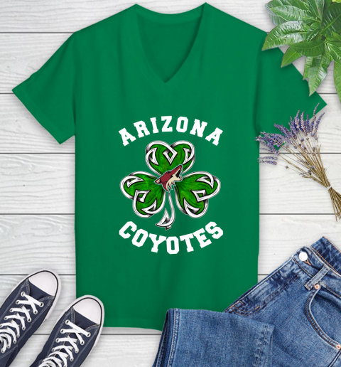 NHL Arizona Coyotes Three Leaf Clover St Patrick's Day Hockey Sports Women's V-Neck T-Shirt 6 NHL Arizona Coyotes Three Leaf Clover St Patrick's Day Hockey Sports Women's V-Neck T-Shirt - Image 6