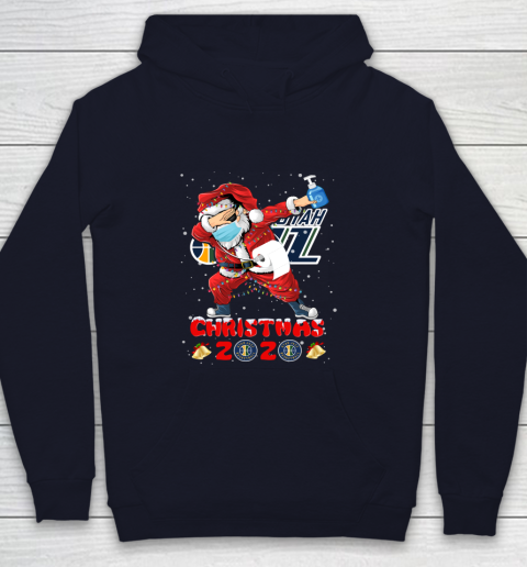 Utah Jazz Funny Santa Claus Dabbing Christmas 2020 NBA Youth Hoodie 2