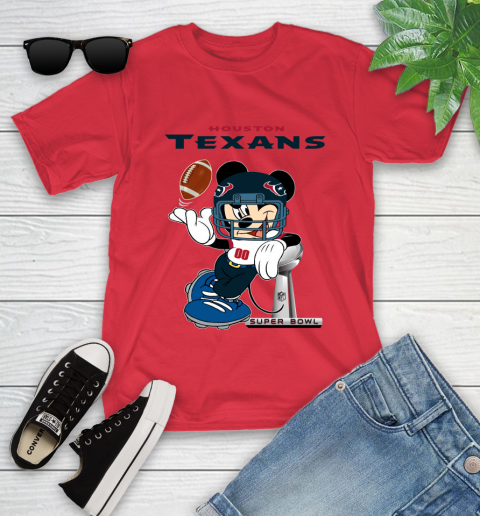 NFL Houston Texans Mickey Mouse Disney Super Bowl Football T Shirt Youth T-Shirt 10