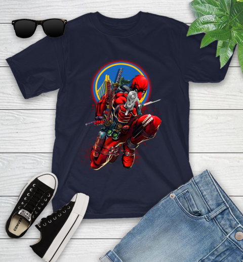 NBA Deadpool Marvel Comics Sports Basketball Golden State Warriors Youth T-Shirt 3