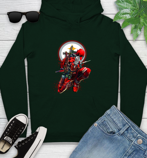 NFL Deadpool Marvel Comics Sports Football Pittsburgh Steelers Youth Hoodie 13
