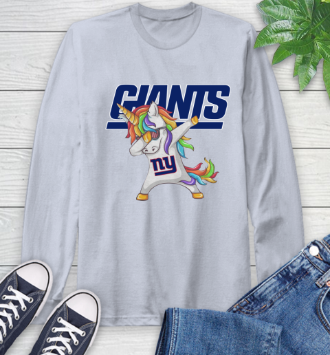 New York Giants NFL Football Funny Unicorn Dabbing Sports Long Sleeve T-Shirt 6