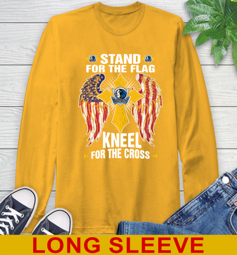 NBA Basketball Dallas Mavericks Stand For Flag Kneel For The Cross Shirt Long Sleeve T-Shirt - Image 3
