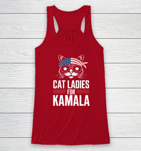 Cat Ladies for Kamala Funny Cat 2024 President Kamala Harris Racerback Tank 3