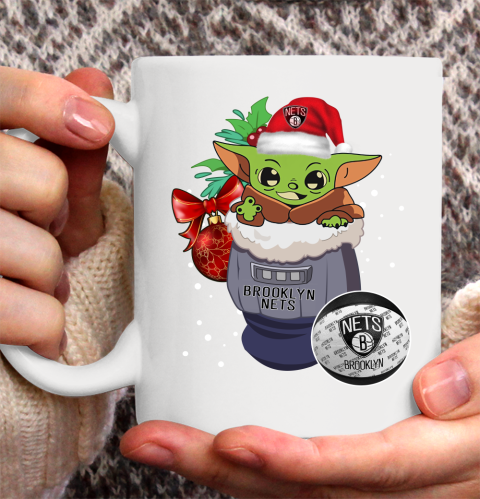 Brooklyn Nets Christmas Baby Yoda Star Wars Funny Happy NBA Ceramic Mug 11oz 2