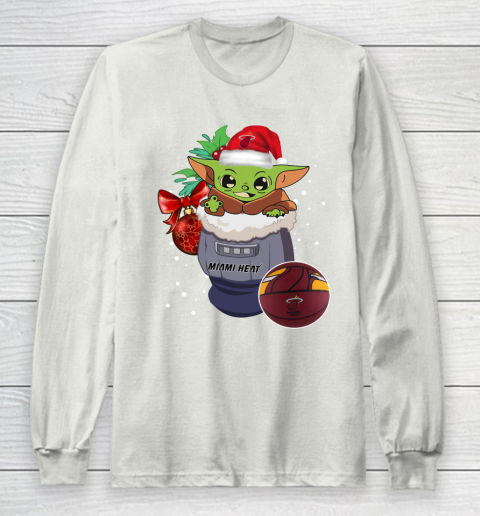 Miami Heat Christmas Baby Yoda Star Wars Funny Happy NBA Long Sleeve T-Shirt 12