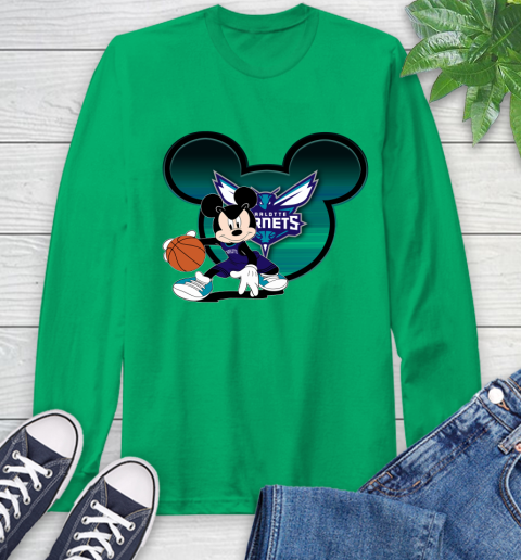 NBA Charlotte Hornets Mickey Mouse Disney Basketball Long Sleeve T-Shirt 7