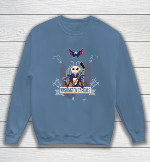 NHL Washington Capitals Hockey Jack Skellington Halloween Sweatshirt 6