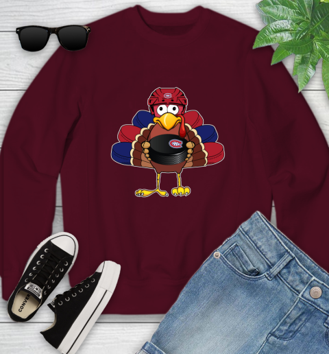 Montreal Canadiens Turkey Thanksgiving Day Youth Sweatshirt 5