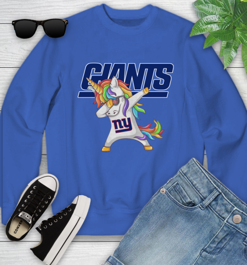 New York Giants NFL Football Funny Unicorn Dabbing Sports Youth Sweatshirt 8