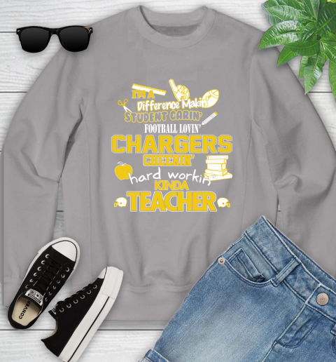 Los Angeles Chargers NFL I'm A Difference Making Student Caring Football Loving Kinda Teacher Youth Sweatshirt 3