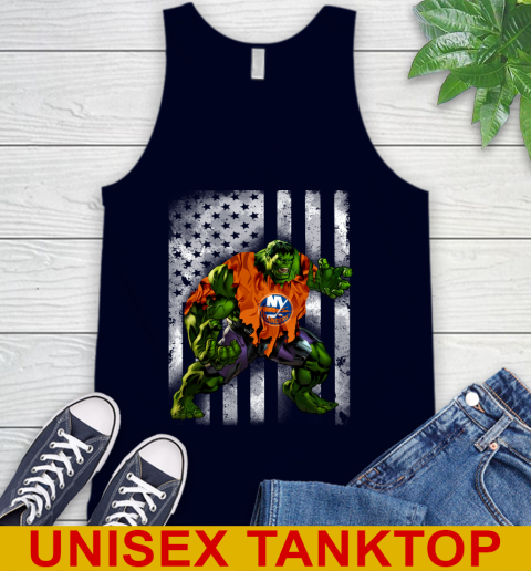 New York Islanders Hulk Marvel Avengers NHL Hockey American Flag Tank Top 2