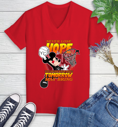 Brooklyn Nets NBA Basketball Mickey Disney Never Lose Hope Women's V-Neck T-Shirt 11