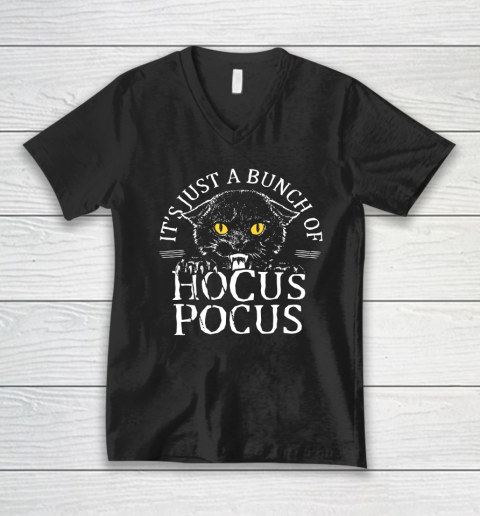 Hocus Pocus Funny Cat Shirt It's Just A Bunch Of Hocus Pocus Funny Cat V-Neck T-Shirt