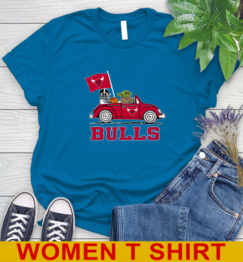 NBA Basketball Chicago Bulls Darth Vader Baby Yoda Driving Star Wars Shirt Women's T-Shirt 7