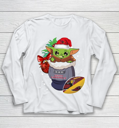 Arizona Cardinals Christmas Baby Yoda Star Wars Funny Happy NFL Youth Long Sleeve 2