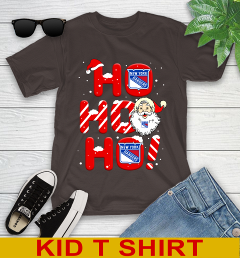 New York Rangers NHL Hockey Ho Ho Ho Santa Claus Merry Christmas Shirt Youth T-Shirt 6