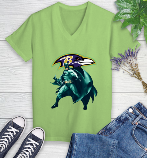 NFL Batman Football Sports Baltimore Ravens Women's V-Neck T-Shirt 11