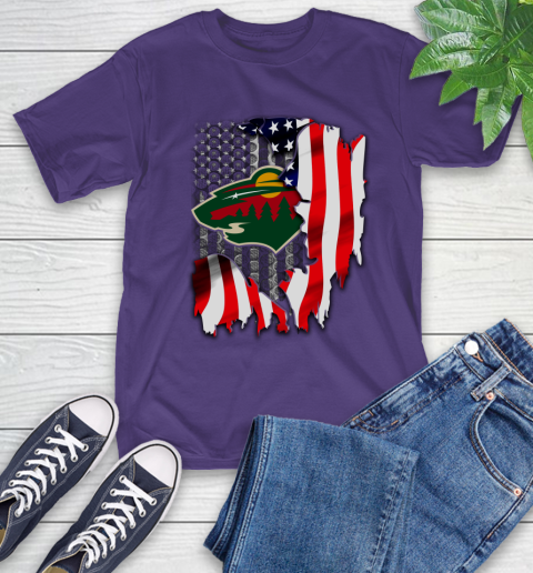Minnesota Wild NHL Hockey American Flag T-Shirt 5