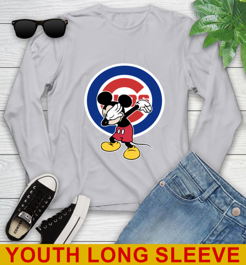 Chicago Cubs MLB Baseball Dabbing Mickey Disney Sports Youth Long Sleeve 6