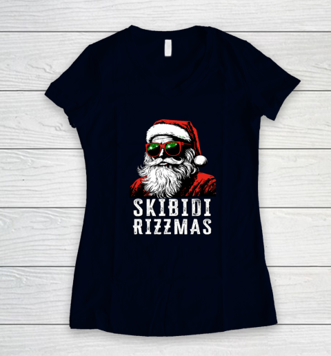Skibidi Rizzmas Christmas Rizz Santa Claus Charisma Women's V-Neck T-Shirt 2