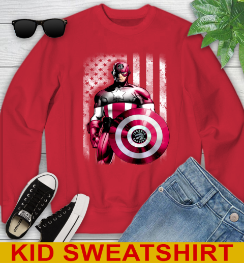 Toronto Raptors NBA Basketball Captain America Marvel Avengers American Flag Shirt Youth Sweatshirt 7