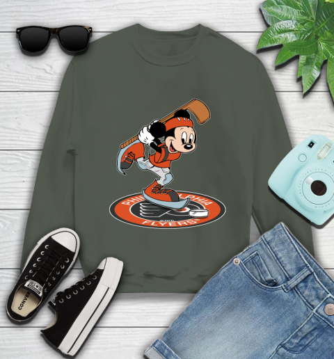 NHL Hockey Philadelphia Flyers Cheerful Mickey Disney Shirt Youth Sweatshirt 9