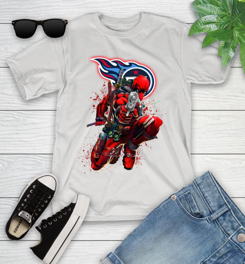 NFL Deadpool Marvel Comics Sports Football Tennessee Titans Youth T-Shirt