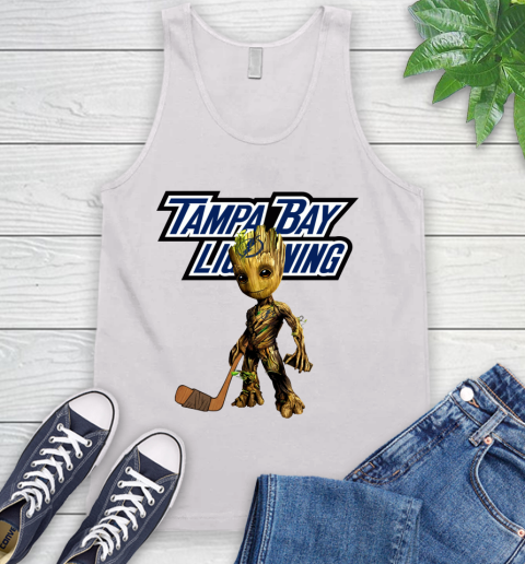 Tampa Bay Lightning NHL Hockey Groot Marvel Guardians Of The Galaxy Tank Top