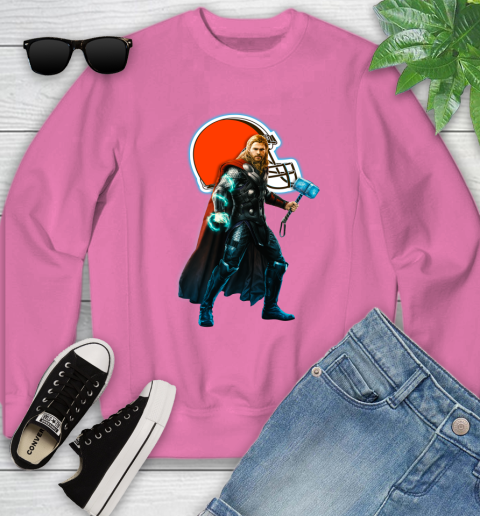 NFL Thor Avengers Endgame Football Cleveland Browns Youth Sweatshirt 7